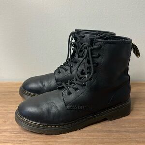 Dr Martens 1460Y AirWair Black Leather Boots Kids Bouncing Zip W7/M6 EU 38